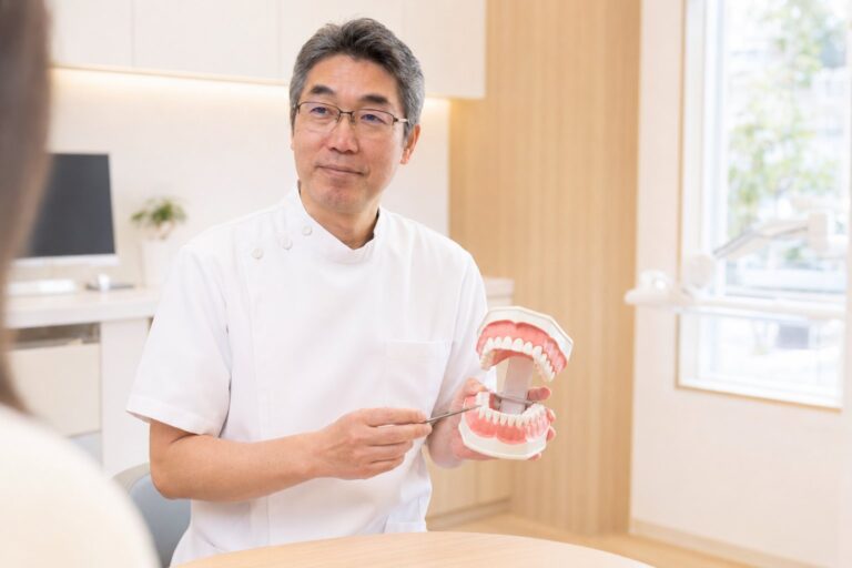 模型を使って説明する院長