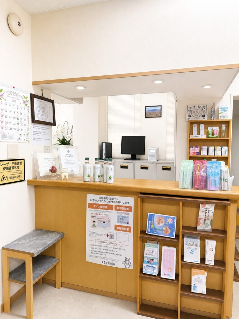 受付とベンチ